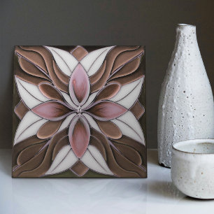 Tulpen op chocolade Art Nouveau keramische tegel Tegeltje