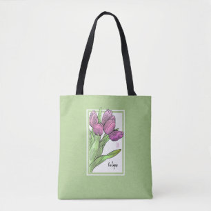 Tulpen op de Canvas tas Sage