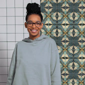 Tulpen op gedempt blauw Art Nouveau Wit Tegeltje