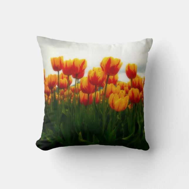  Tulpen op het blokveld Kussen (Voorkant)