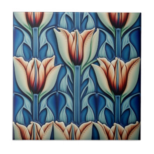 tulpen op mozaïek Art Nouveau Keramische Tegel Tegeltje