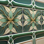 Tulpen op Sage Symmetrische Art Nouveau Keramische Tegeltje<br><div class="desc">Welkom bij CreaTile! Hier vind je handgemaakte tegel design die ik persoonlijk heb gemaakt en keramische en porseleinen klei-tegels, of ze nu gekleurd of natuurlijk zijn. Ik ontwerp graag tegel en keramische producten, in de hoop je een manier te geven om je thuis om te vormen tot iets waar je...</div>