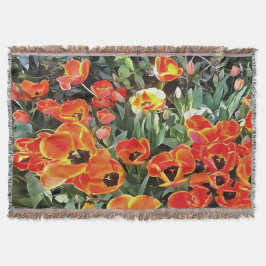 Tulpen op Vuur Artistieke Bloemen Bloembed v2 Deken