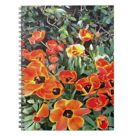 Tulpen op Vuur Artistieke Bloemen Bloembed v2 Notitieboek
