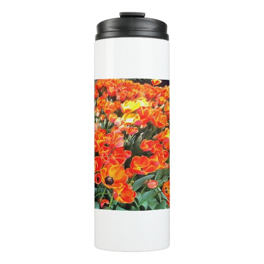 Tulpen op vuurvaste bodem thermosbeker (Voorkant)