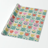  tulpen patchwork patroon cadeaupapier (Uitgerold)