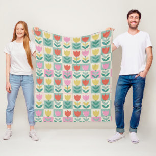  tulpen patchwork patroon fleece deken