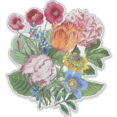 Tulpen Pioen Bloemen Boeket Sticker (Voorkant)