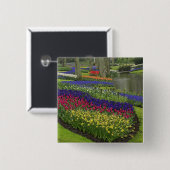 Tulpen, pompelhyacinth en kledij, vierkante button 5,1 cm (Voorkant /achterkant)