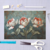 Tulpen Rood en Wit Streep Bloemen Decoupage Tissuepapier (Craft)