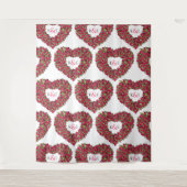 Tulpen rood monogram trouw achtergrond wandkleed (Voorkant)