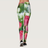 Tulpen Roze en Groene Waterverf Art Leggings (Achterkant)