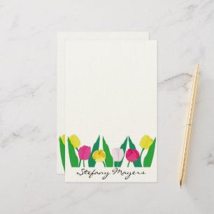Tulpen Roze Geel Paars Groen Modern Mooie. Briefpapier
