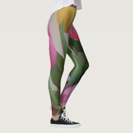 Tulpen roze groene gele bloemen Leggings