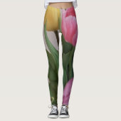 Tulpen roze groene gele bloemen Leggings (Voorkant)