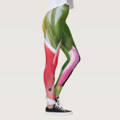 Tulpen roze groene gele bloemen Leggings (Rechts)