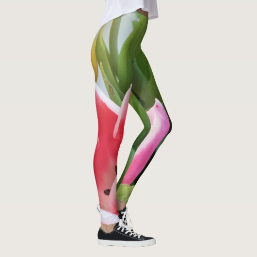 Tulpen roze groene gele bloemen Leggings (Rechts)