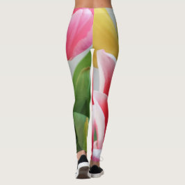 Tulpen roze groene gele bloemen Leggings