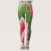 Tulpen roze groene gele bloemen Leggings (Voorkant)