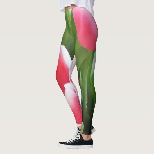 Tulpen roze groene gele bloemen Leggings (Links)
