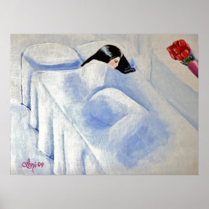 "Tulpen" Sad Woman met Poster met zwarte haarband