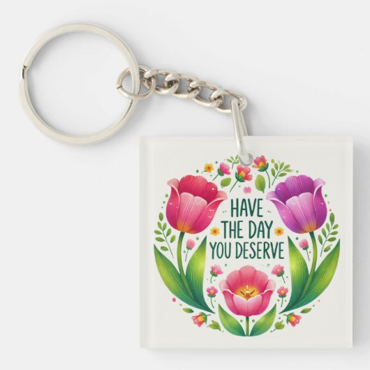 Tulpen Sleutelhanger verstevigen - Helder bloemont (voorkant)