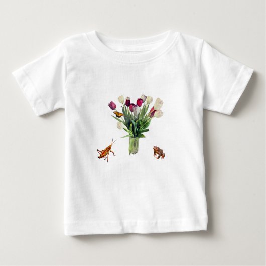 Tulpen, sprinkhaan, vlinder en kikker (Voorkant)