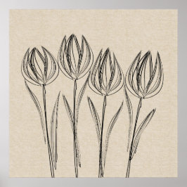 Tulpen Tekening Canvas Flower Poster