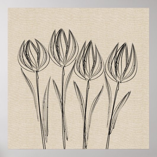 Tulpen Tekening Canvas Flower Poster (Voorkant)