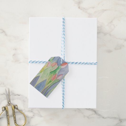 Tulpen tuin cadeaulabel (Met Touw)