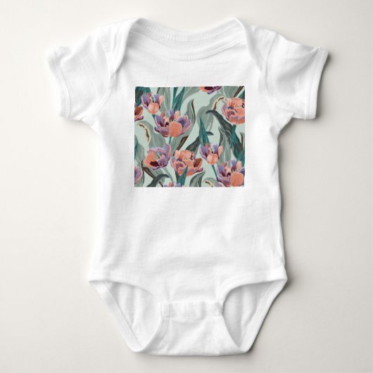Tulpen Tuin: grote bloemen Romper (Voorkant)