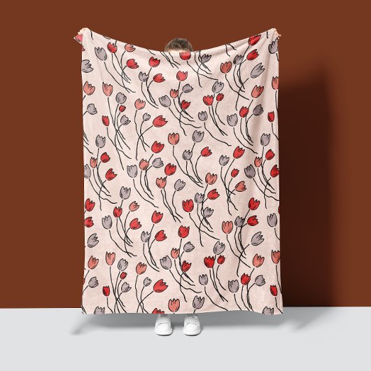 Tulpen Tuin In Roze Fleece Deken