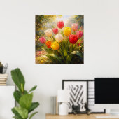 Tulpen Tuin - Schilderstijl Kunst Poster (Thuiskantoor)