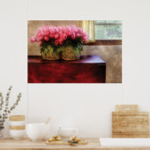 Tulpen - Tulpen bij een raam Poster (Keuken)