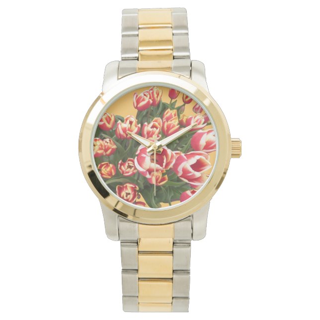 Tulpen Twee Tone Bracelet Watch Horloge (Voorkant)