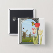 Tulpen uit Amsterdam Vierkante Button 5,1 Cm (Voorkant /achterkant)