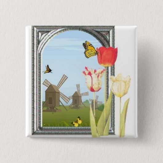 Tulpen uit Amsterdam Vierkante Button 5,1 Cm (Voorkant)