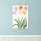 Tulpen uit de "Nassau Florilegium" (m/v op papier) Canvas Afdruk (Insitu (Houten vloer))