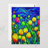 Tulpen van Gogh Stijl Briefkaart (Voorkant / Achterkant)
