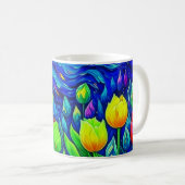 Tulpen van Gogh Stijl Koffiemok (Voorkant rechts)