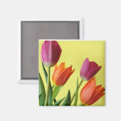 Tulpen van Paars en kraan Magneet (Voorkant / Achterkant)