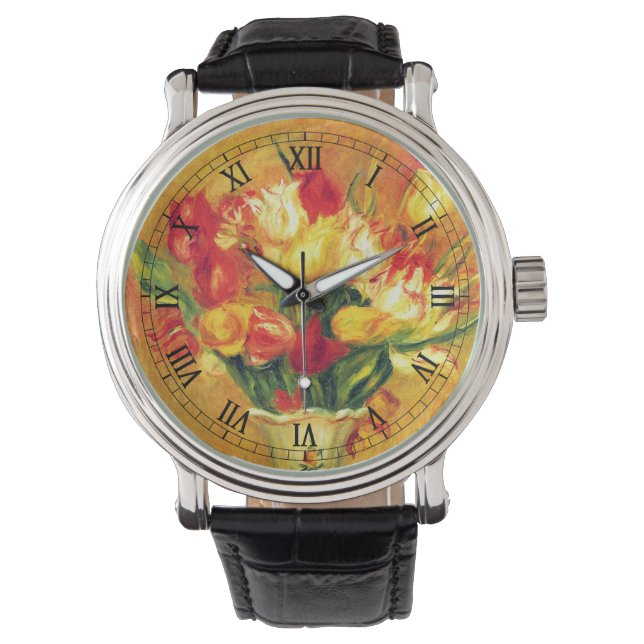 Tulpen van Pierre Renoir,  impressionistische kuns Horloge (Voorkant)
