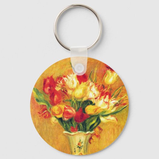 Tulpen van Pierre Renoir,  impressionistische kuns Sleutelhanger (Voorkant)