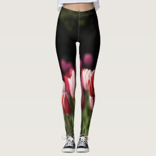 Tulpen van rood, wit en roze leggings