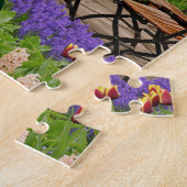 Tulpen van tafel in tuin, Keukenhof, Legpuzzel (Zijkant)