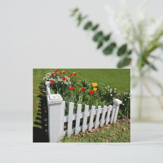 Tulpen van tuinen met witte Briefkaart met snijtan (Staand voorkant)