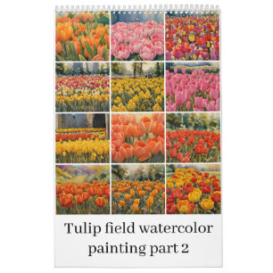 Tulpen veld waterverf schilderij 2 kalender