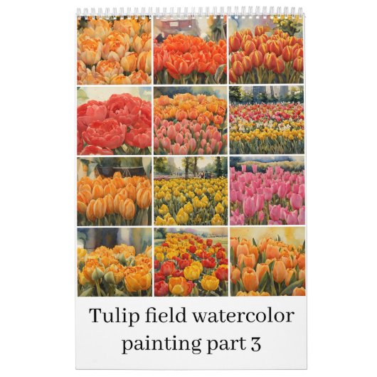 Tulpen veld waterverf schilderij 3 kalender (Hoes)