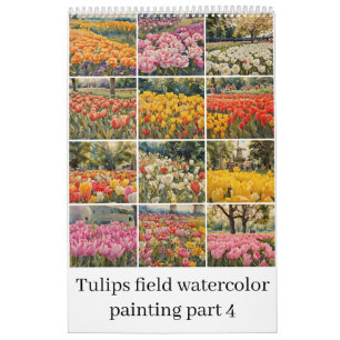 Tulpen veld waterverf schilderij 4 kalender