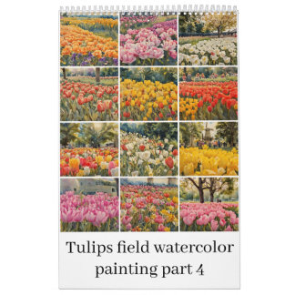 Tulpen veld waterverf schilderij 4 kalender